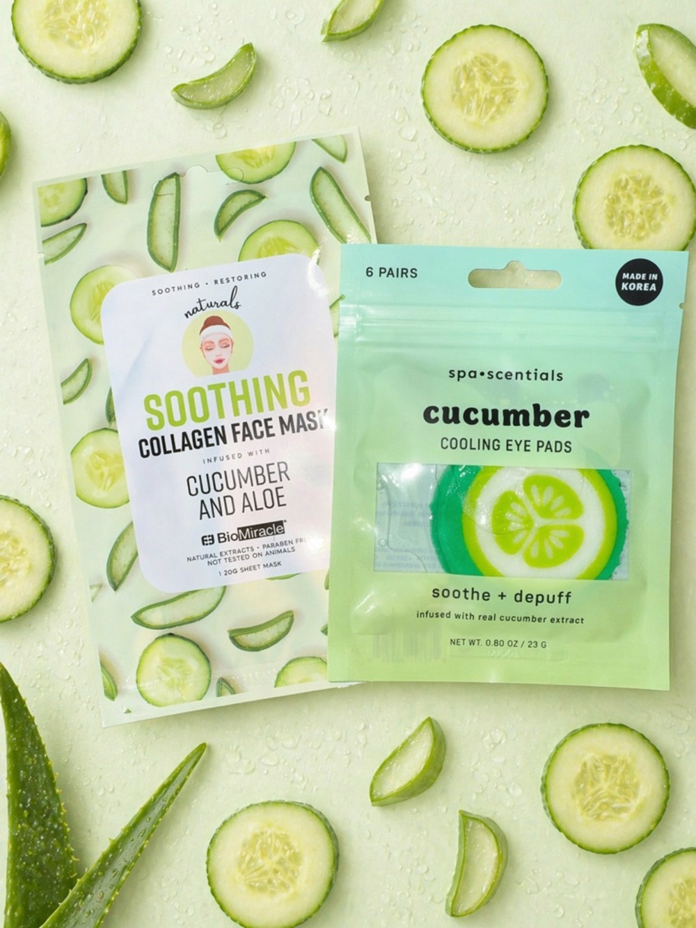 🌿 Spa Day Bundle – Cucumber Face Mask + Cooling Eye Pads (NEW)